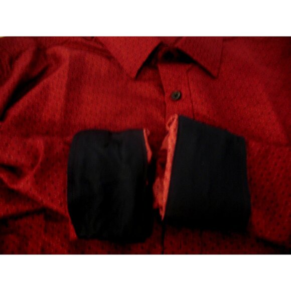 Unknown Brand Luxury Red/Blue Patterned SHIRT SZ Medium, Flip cuffs long sleeve. - Picture 12 of 13